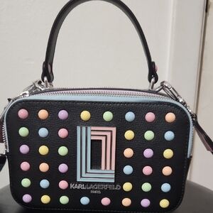 Karl Lagerfeld Black Crossbody Bag with Playful Studs